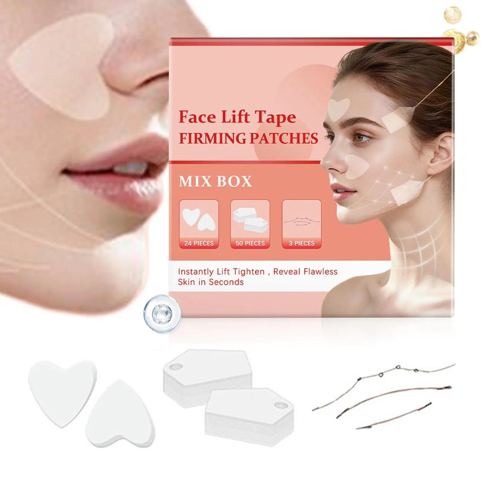 V Lift Face Sticker Invisible Makeup Adhesive Lift Face Tape Slim Patch Facial Line Wrinkle Sagging Skin Fast Pull Chin Tape Oasis Select