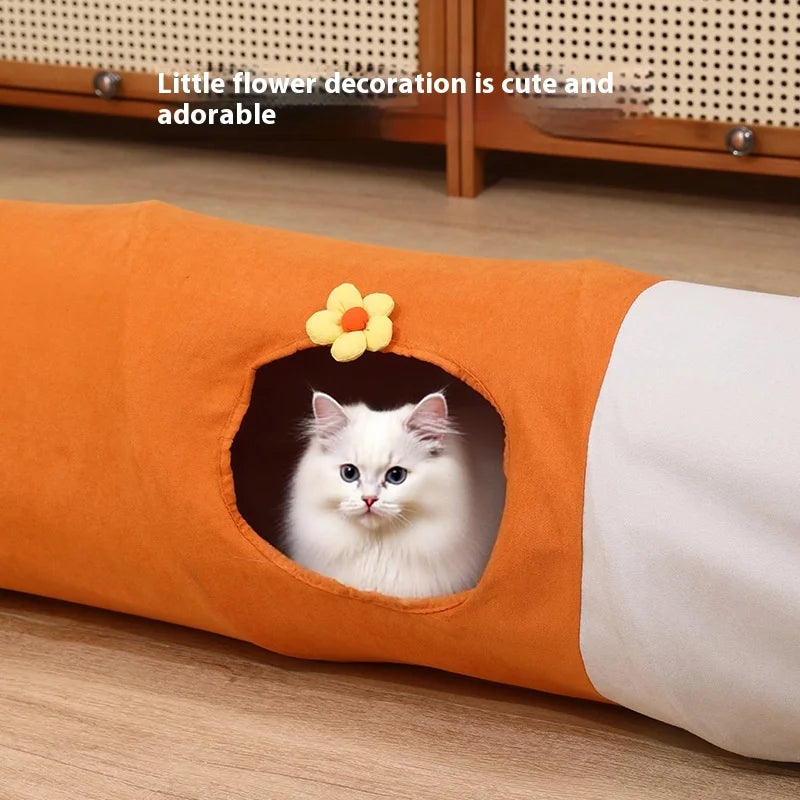 Multi-hole Cat Tunnel Toy Tumbling Dragon Cartoon Straight Tube Foldable Cat and Dog Self-entertainment Channel Easy To Store Oasis Select