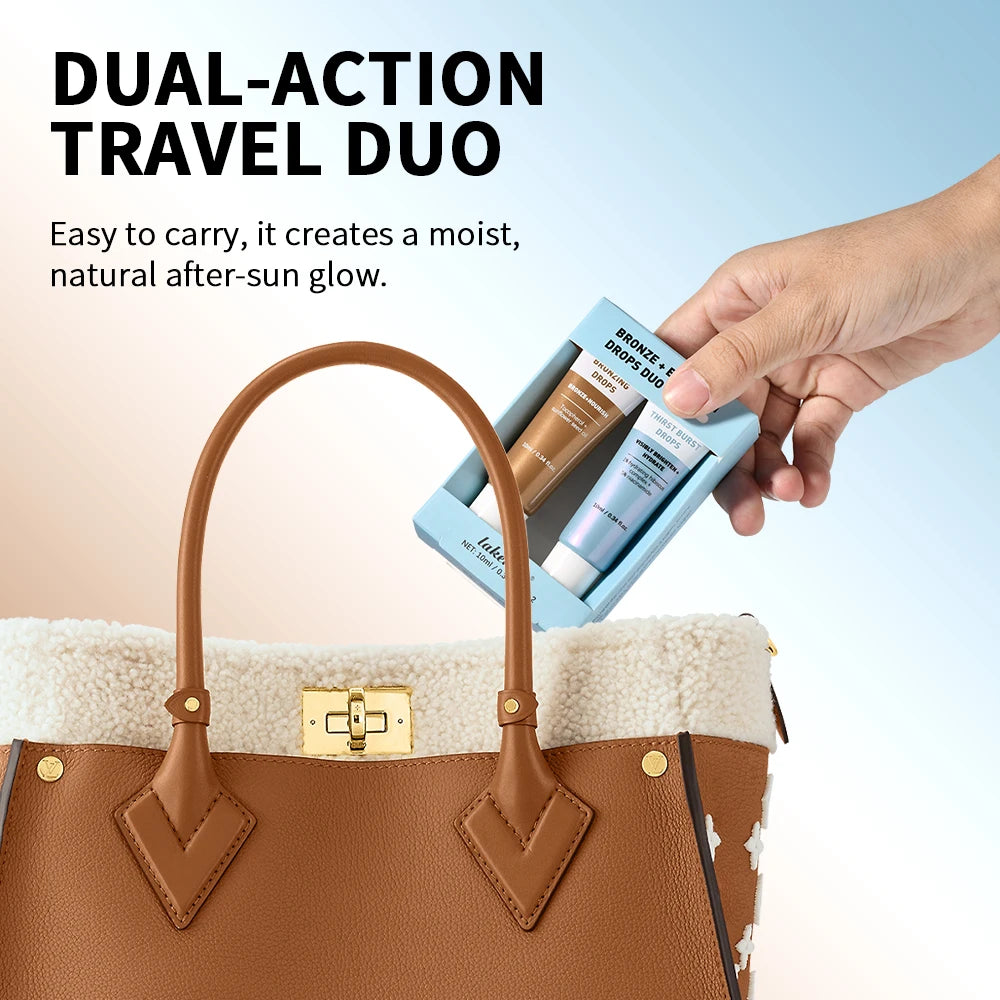 Bronze& Brighten Drops Duo Kit Glow Serums Nourish Brighten Hydrate Travel-Size Burst & Bronzing Skincare Set Use for Face Body Oasis Select