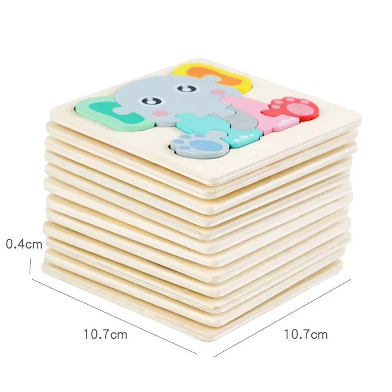 Wooden Puzzle Montessori Animals Carton Colorful Learning Education Toys Tangram Jigzaw Cognitive Wood For Children Kids Gift Oasis Select