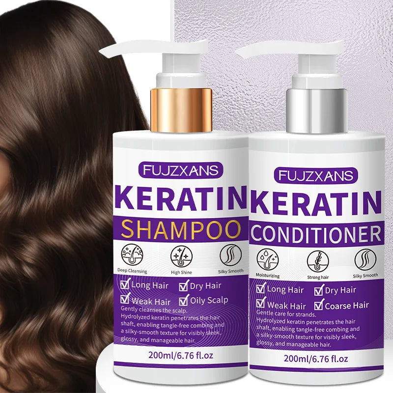 Keratin Shampoo & Conditioner Set – Anti-Frizz Hair Repair Keratin Hair Care Set Oasis Select Damage Repaired