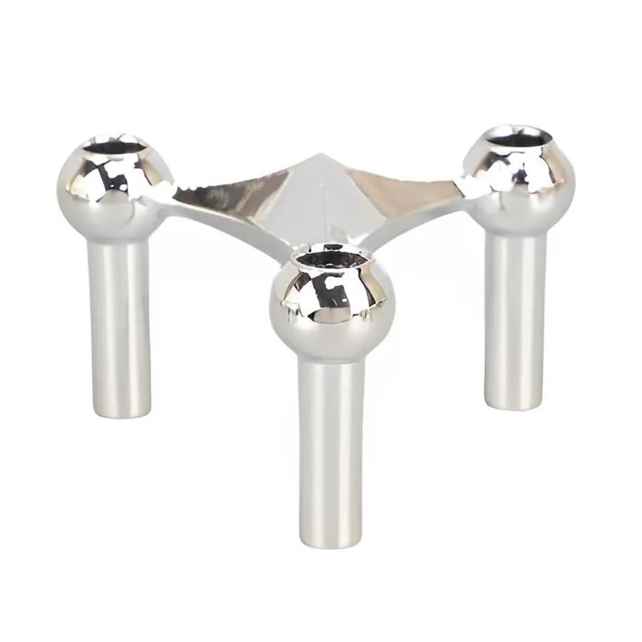 Modular Metal Candle Holder Interconnectable Geometric Candelabra for Stick Skinny Home Dining Table Decor Wedding Centerpiece Oasis Select 1PC Silver