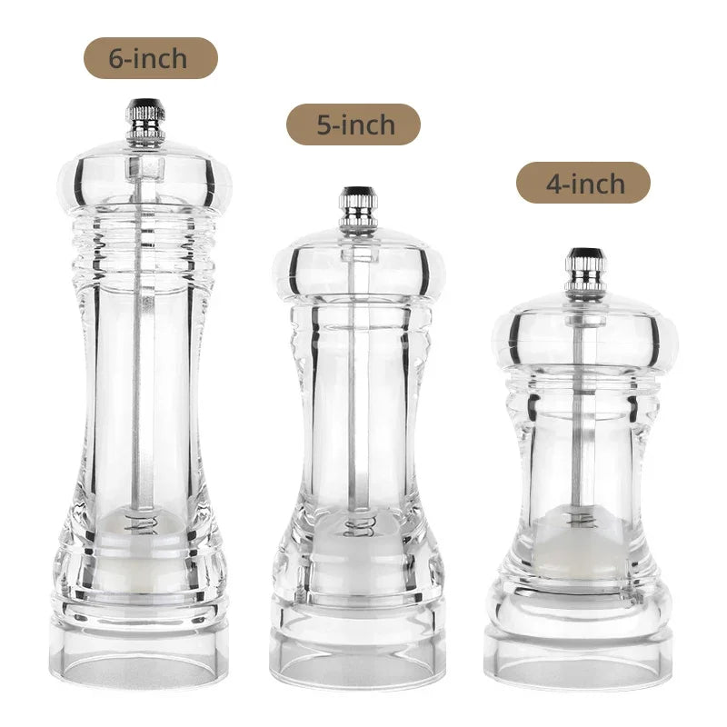 Acrylic Pepper Mill & Salt Shaker Set – Ceramic Grinder Combo Salt & Pepper Mill Set Oasis Select