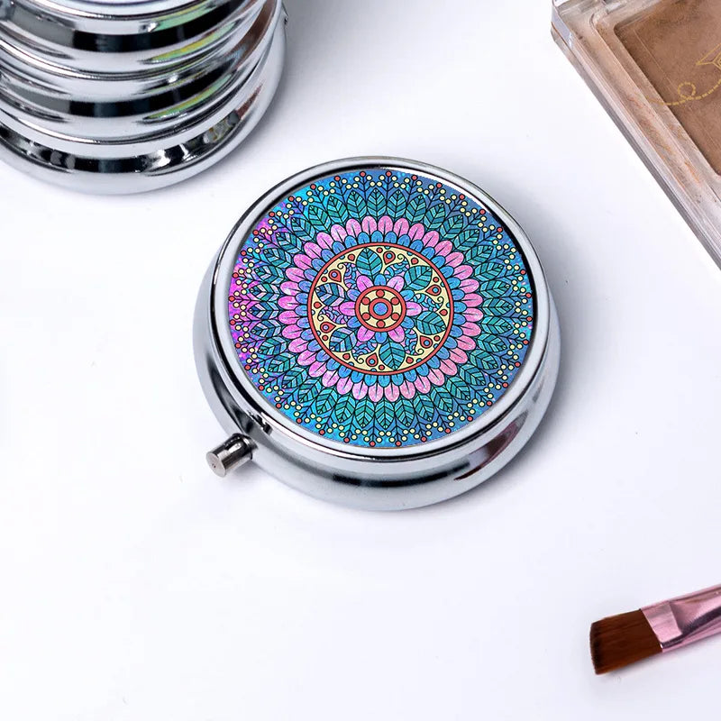 Circular Storage with 3 Compartments Single Compartment Metal Small Medicine Box Jewelry Box Foldable Portable Mini Medicine Box Oasis Select 536Y30