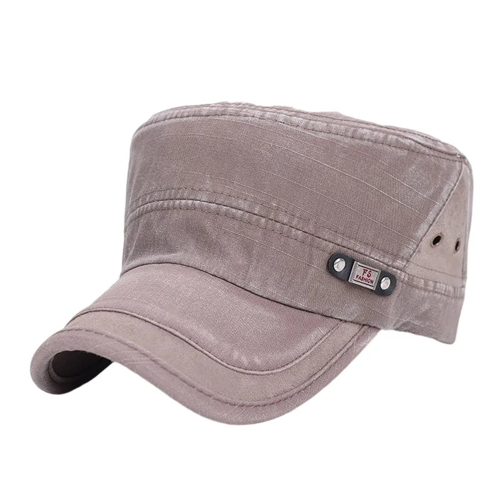 Fashion Anti-UV Fishing Hat Cotton Adjustable Sun Hat Retro Outdoor Sunscreen Flat Top Hat Men Women Oasis Select Brown