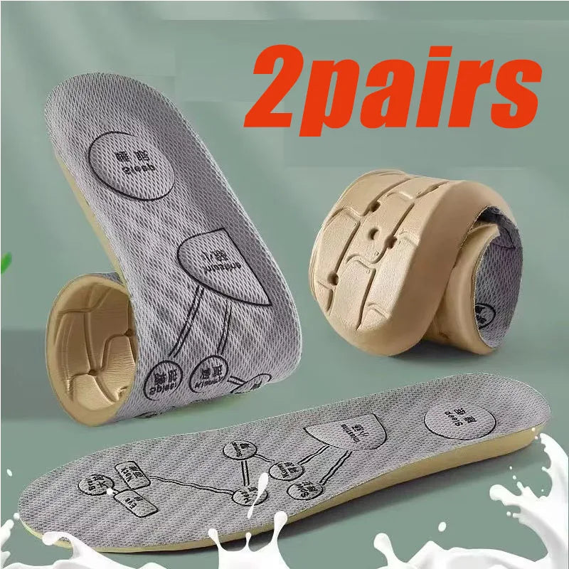1-6pairs Foot Acupressure Insole Men Women Soft Breathable Sports Cushion Inserts Sweat-absorbing Deodorant Insole Shoe Pads Oasis Select 2pairs-Grey 41-42
