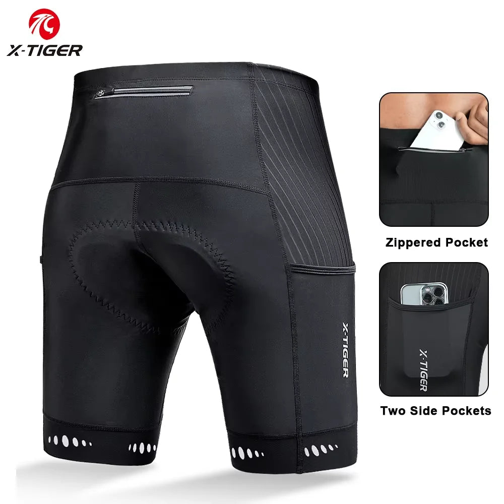 X-TIGER Men Cycling Shorts with Back Pocket 5D Gel Padded Bike Shorts for Men Mountain Road Biking Riding Half Pants Tights Oasis Select Cycling shorts Europe-L
