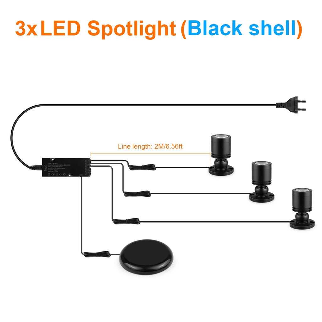 3W 12V Aluminum Dimmable LED Spotlight for Ceiling Light Toy Wine Cooler Display Souvenir Collect Cabinet Shelf,Decorative Lamps Oasis Select 3xSpotlight Black Neutral White