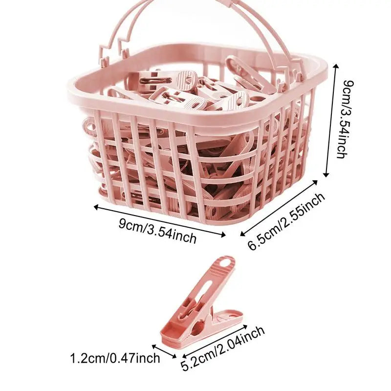 30PCS Clothesline Clips Windproof Household Laundry Pins Clips with Basket Small Clothes Pegs for Socks Underwear Towels Clips Oasis Select