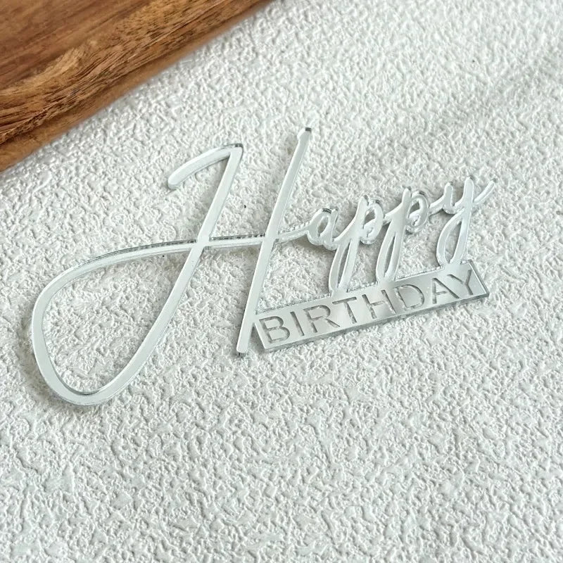 Acrylic Side Happy Birthday Cake Decoration Happy Anniversary Cake Topper Party Supplies Baking Decorating Accessories Oasis Select H