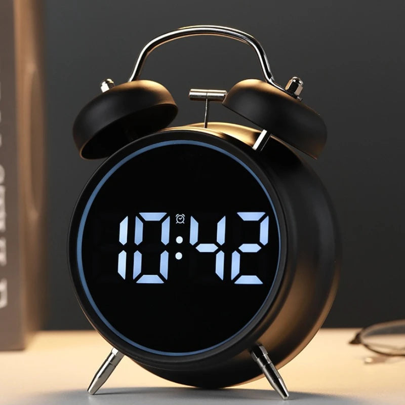 Student Alarm Clock with Ultra-Loud Volume Metal Bell for Hard-to-Wake-Up Individuals Multi-Functional and Pluggable Oasis Select