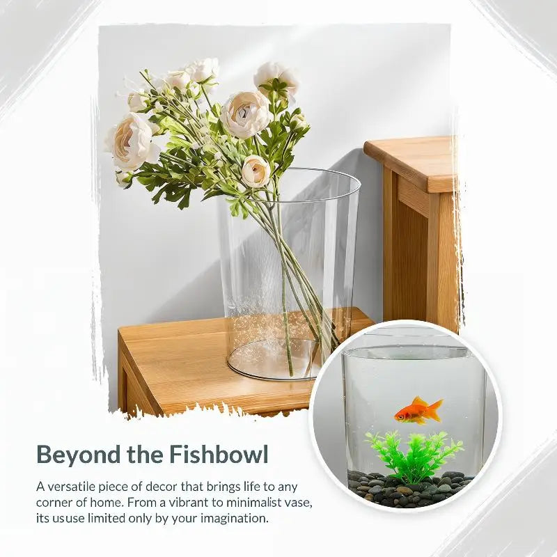 Mini Desktop Acrylic Fish Tank with Decor Plants – Kids & Class