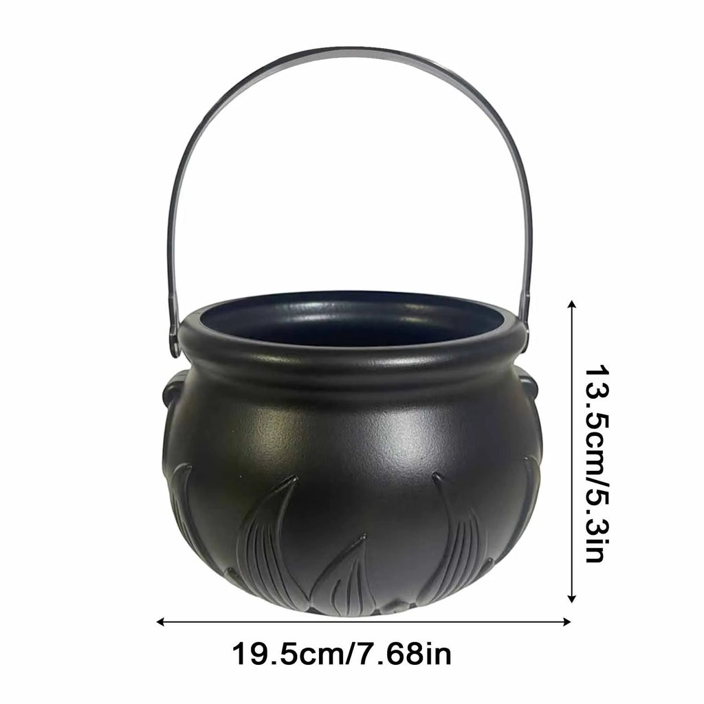 Halloween Witch Cauldron Candy Bucket – Flame Stripe Pot Decor Halloween Candy Bucket Oasis Select C One Size