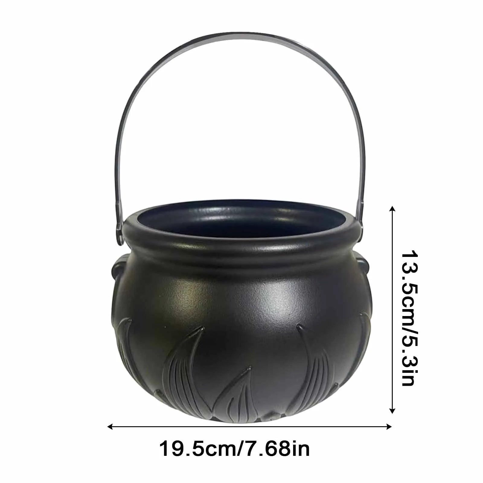 Halloween Witch Cauldron Candy Bucket – Flame Stripe Pot Decor Halloween Candy Bucket Oasis Select C One Size