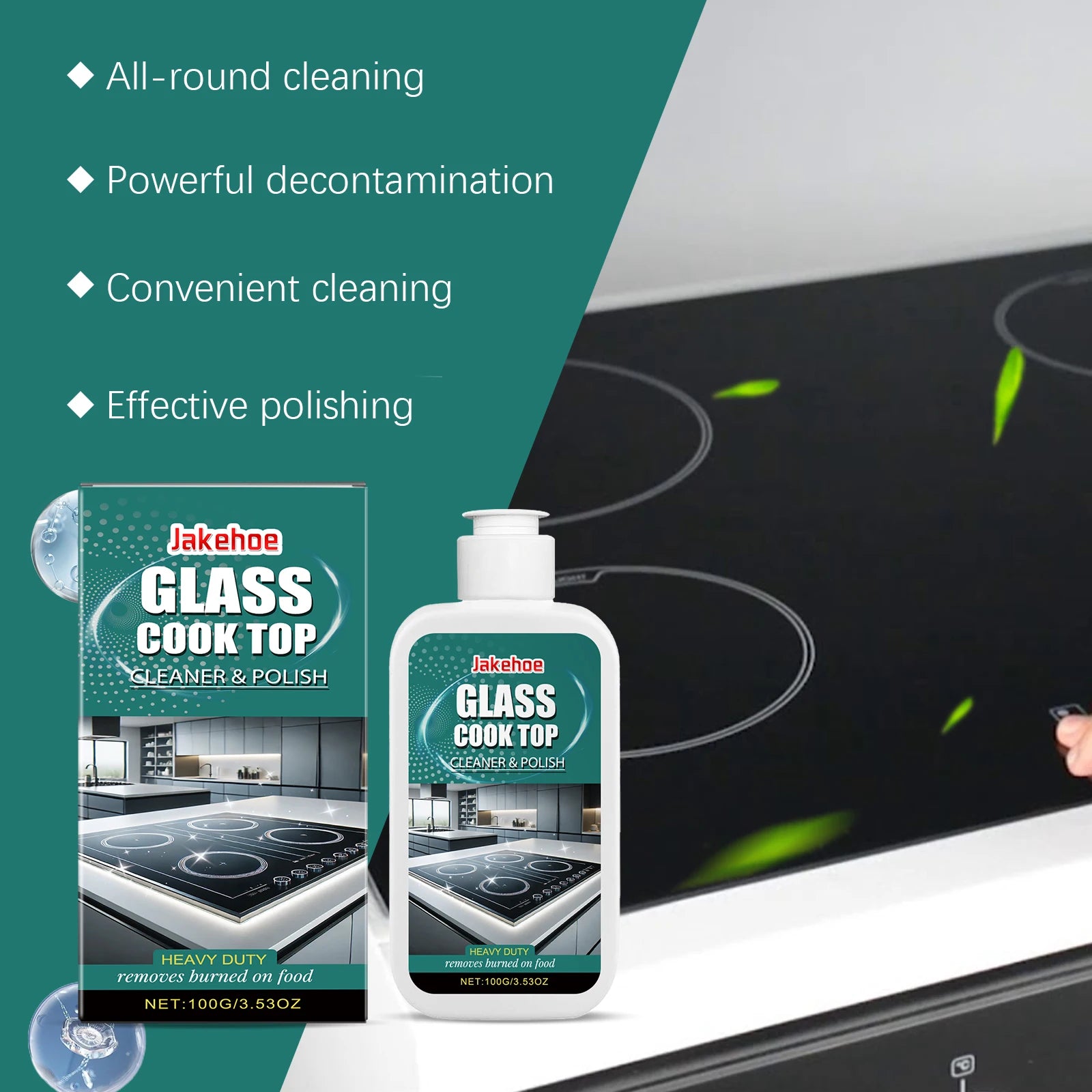 Glass Top Stove Cleaner Polish Remove Stubborn Stains Grease Improves Gloss Repair Scratche Restore Shine for Kitchen Tool 100ml Oasis Select
