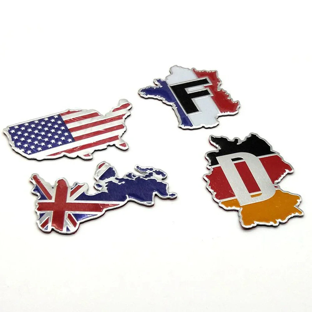 Flag Map Sticker Auto Fender Emblem National Flag Car Stickers for Cars Trucks Laptop Aluminum Alloy For USA UK Germany France Oasis Select