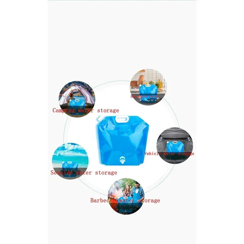 1/3/5Pcs 10L Camping Water Bag Portable Folding Water Bucket Large Water Container Outdoor Travel Collapsible Pouch Can Oasis Select