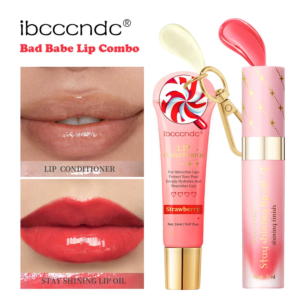 2PCS Lipstick Set Natural Lipgloss Lightweight Texture Long Lasting Hydration Deeply Moisturizing Lip Makeup Cosmetics Oasis Select Lipstick and Lip Oil