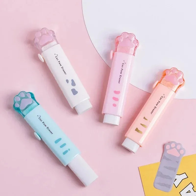 Eraser with retractable push-pull design, creative cartoon cat claw shape, student-specific stationery, portable eraser Oasis Select