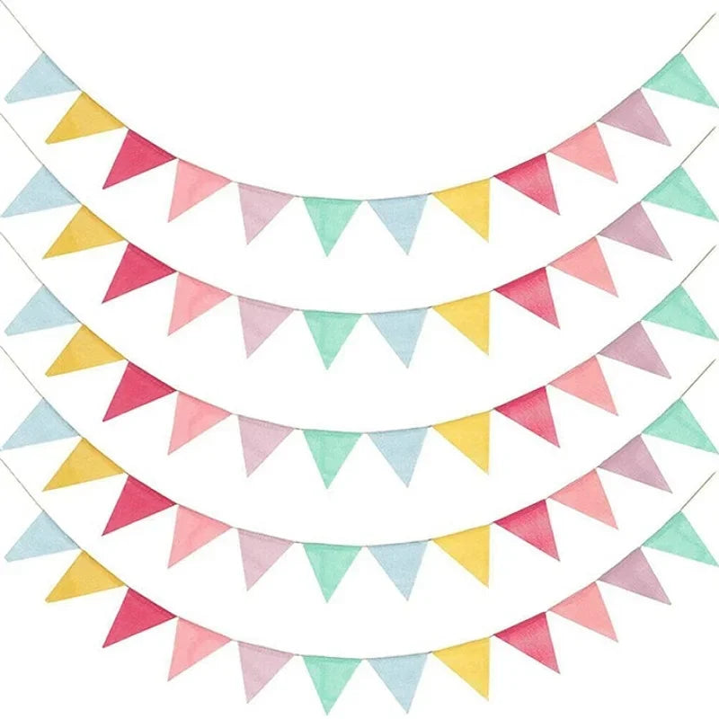 Colourful Jute Linen Pennant Flags Festival Bunting Banners Party Hanging Wedding Hanging Banner Party Garland for Home Decor Oasis Select