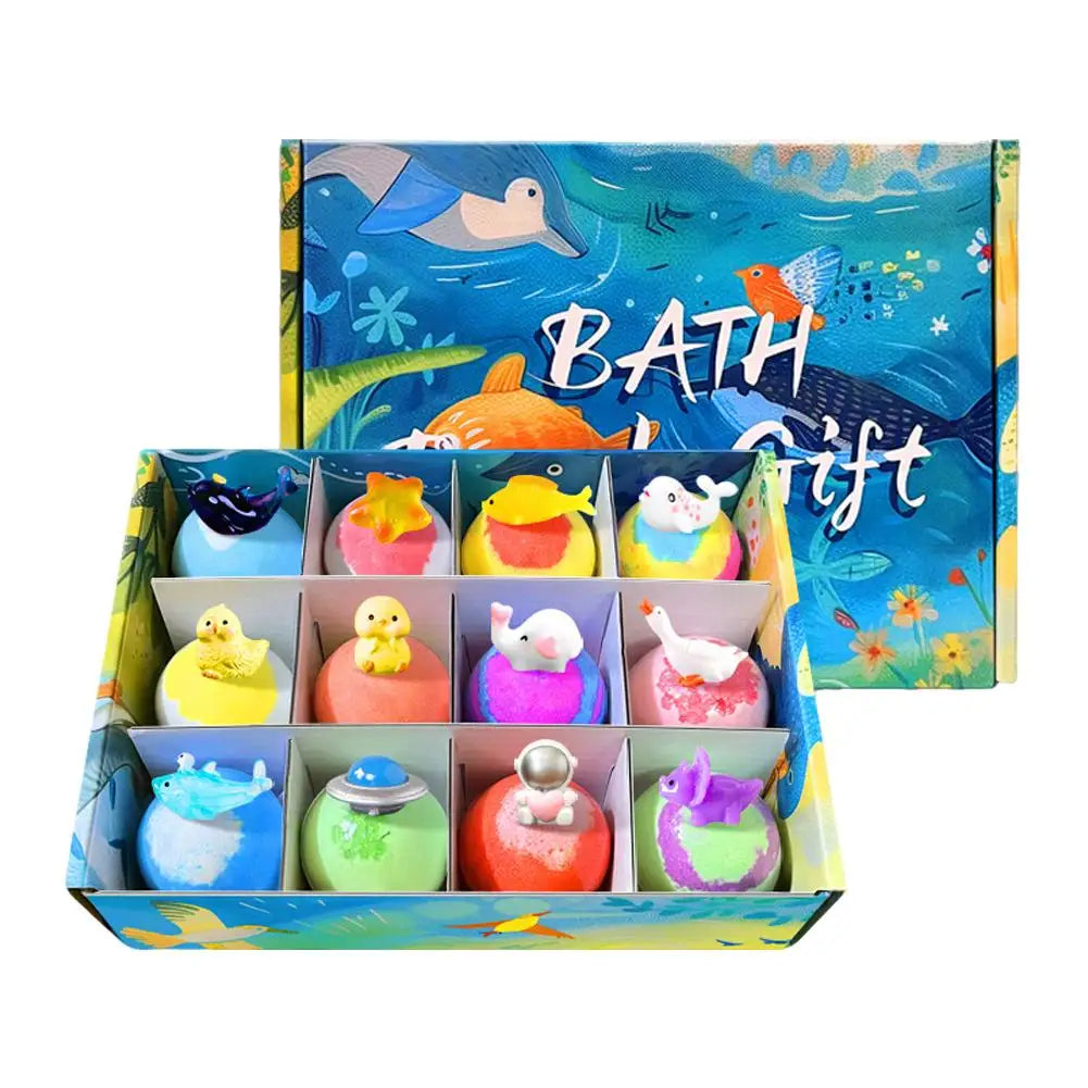 12PCS Bath Salt Ball Surprise Toy Inside Colorful Bubble Bath Ball Natural Mega Bubbles Long Lasting Fragrance Oasis Select D