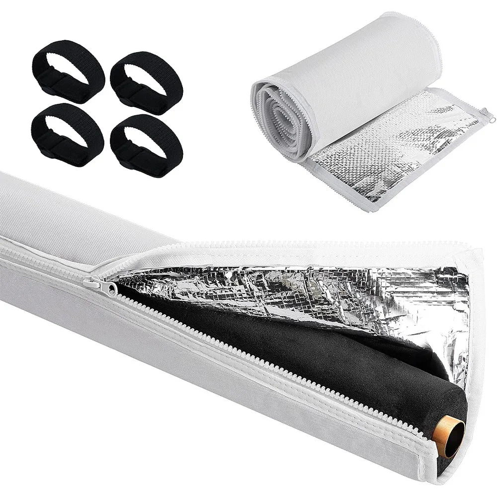 3 Layer Oxford Cloth HVAC Copper Pipe Insulation Cover Zipper Flexible Air Conditioning Pipe Protective Sleeve Oasis Select White Zipper