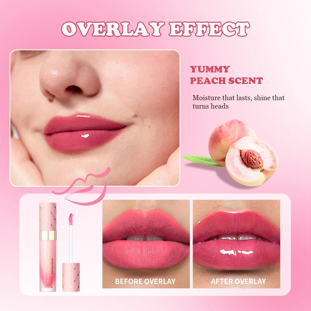 Lip Oil Lipstick Set Lightweight Peach Flavor Lipgloss Lip Deeply Moisturizing Long Lasting Hydration Lip Makeup Cosmetics Oasis Select