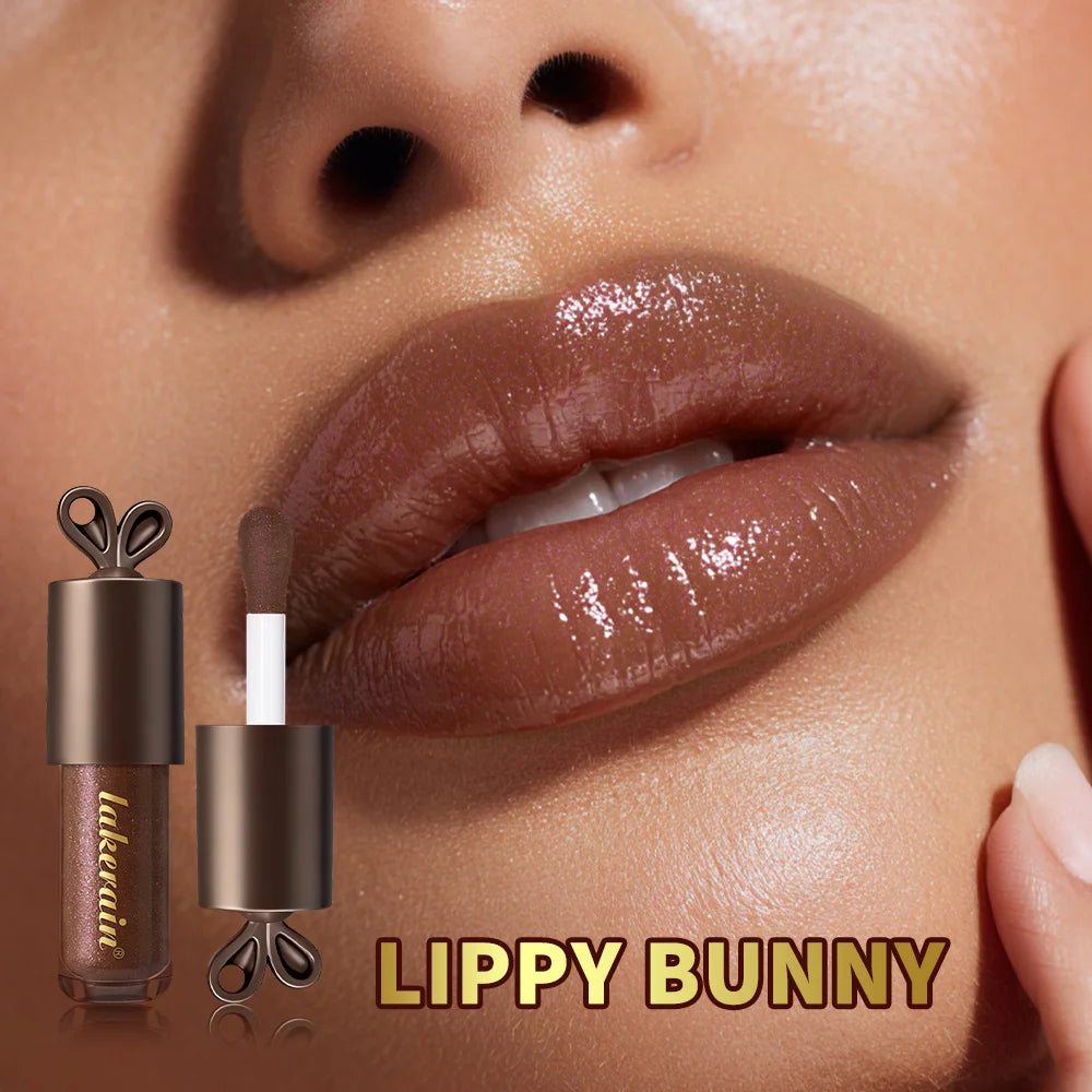 Chocolate Rabbit Moisturizing Lip Gloss Honey Essence Mirror Water Light Lip Tint Long Lasting Pearlescent Fine Glitter Plumping Oasis Select