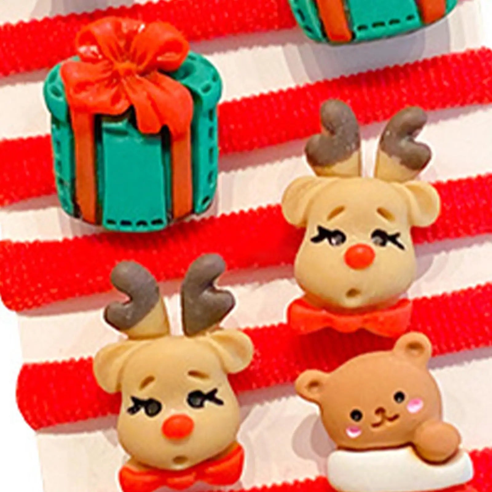 10PCS Christmas Hair Ties Cute Santa Elastic Bands Soft No Damage Ponytail Holders Santa Snowman Christmas Elastic Hair Bands Oasis Select