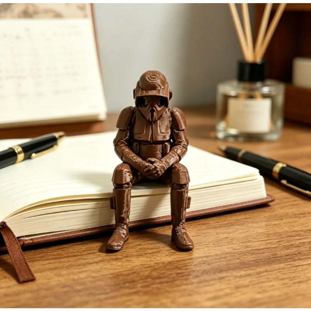Thinking Sci-Fi Armored Mini Figurines 3D Printed Futuristic Soldier Meditation Seated Pose Desk Ornaments Game Room Home Decor Oasis Select