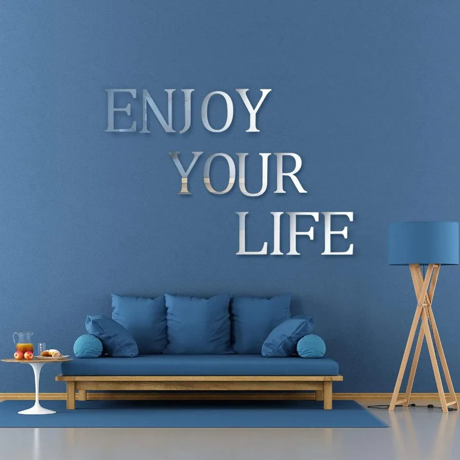 Silver Letter Acrylic 3D Mirror Wall Sticker Home Decor Alphabet Poster For Birthday Party Wedding Diy Wallpaper Peel & Stick Oasis Select