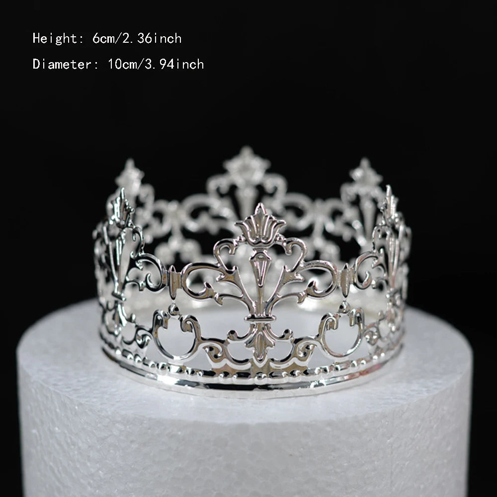 Rhinestone Crown Baking Cake Topper Headwear Decoration Children's Hair Accessories Princess Wedding Birthday Party Supplies New Oasis Select Silver-10cm CHINA