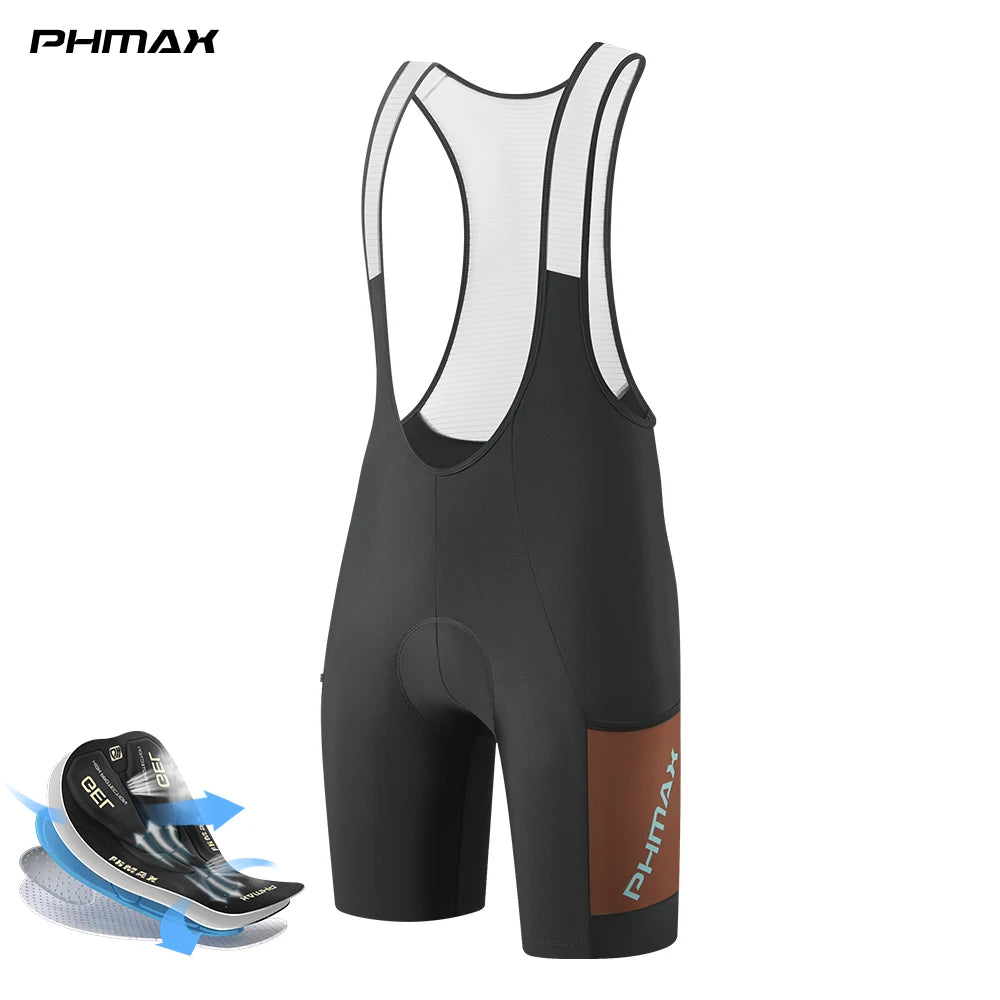 PHMAX Men's Cycling Bib Shorts 5D Silicone Gel Pad Shock Absorption Road Bike Bibs Summer Breathable Bicycle Riding Shorts Oasis Select PM-DBK-44503 M
