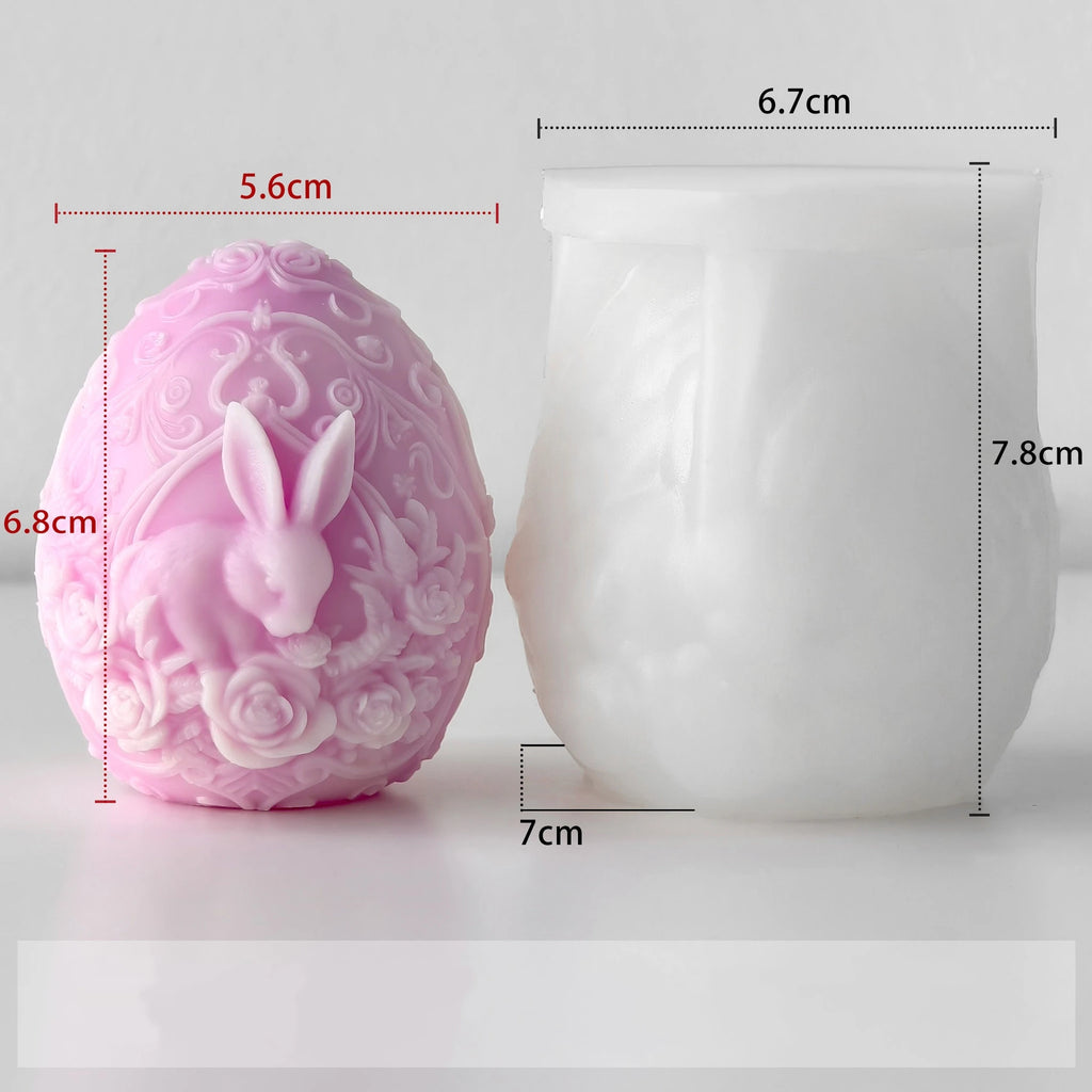 DIY Easter Bunny Egg Silicone Candle Mold 3D Embossed Rabbit Handmade Soap Plaster Resin Ornaments Crafts Molds Home Decor Gifts Oasis Select
