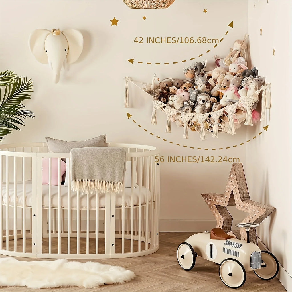 Stuffed Animal Toy Storage Hammock - Doll Stuff Animals Organizer Decorations - Cute Hanging Plushie Net Bedroom Room Decor Oasis Select