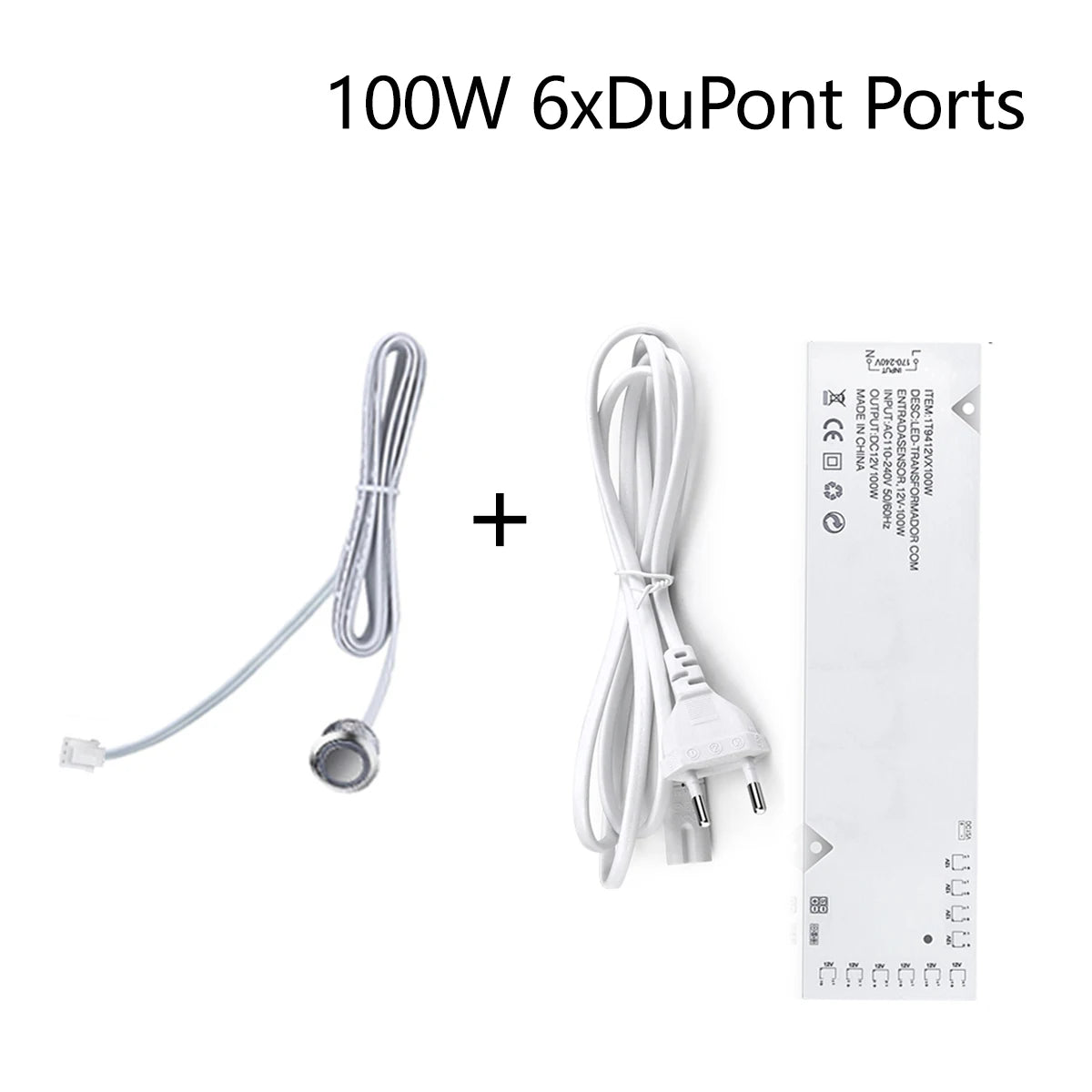 COB 2835 5050 LED Strip Controller Touch Switch Dimmer with 12V Power Charger 4-10 Dupont Ports Lighting Transformers Driver Oasis Select 100W 10xDupont Port 12 V EU Plug