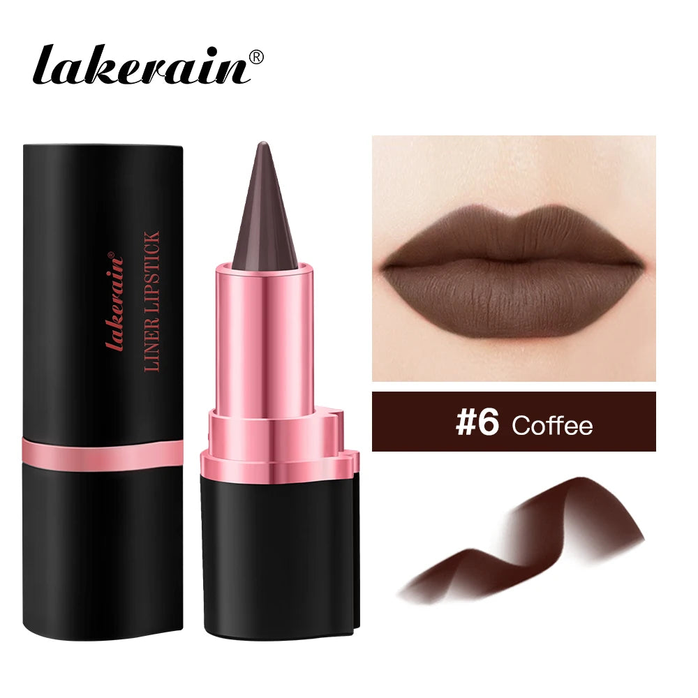 2In1 Matte Liner Lipstick Pen Gradient Lip Liner Red Brown Lipsticks Pencil Lasting Waterproof Lip Stick Sexy Women Lip Cosmetic Oasis Select 06 coffee