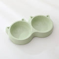 Cat Feeder Accessories Pet Supplies Pet Cat Double Bowl Material Cartoon Cat Face Shape Food Water Feeding Bowl Non-slip Puppy Oasis Select green
