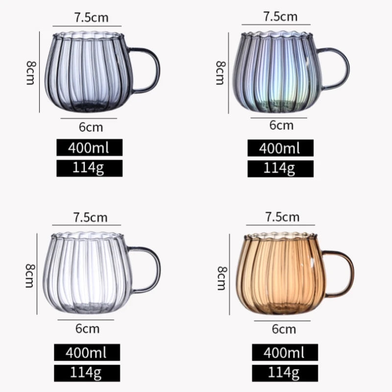400ml Pumpkin Shaped Glass Cups High Borosilicate Glass Coffee Tea Drinks Dessert Breakfast Glasses For Juice Milk Tea Drinkware Oasis Select