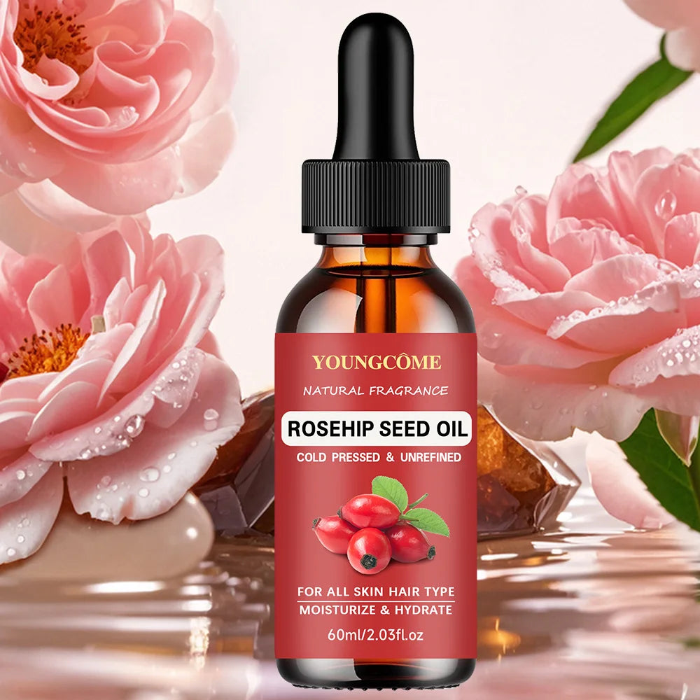 YOUNGCOME Cosmetics Rosehip Oil for Face & Softer Glowing Skin, Rosehip Seed Face Oil for Facial & Gua Sha Massage&Hair Care Oasis Select