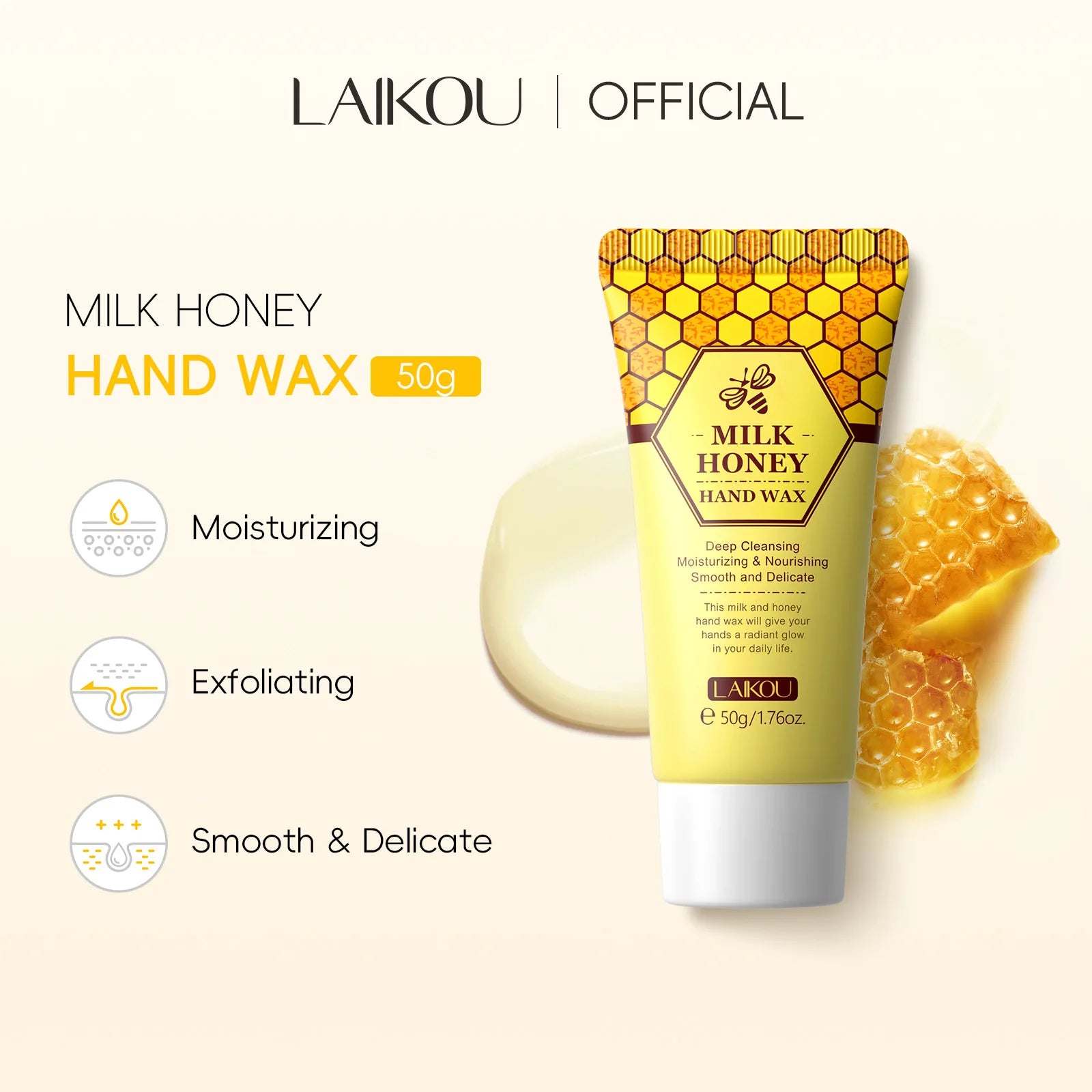 Laikou Honey Hand Wax Moisturizing Exfoliating Anti-Aging Hand Exfoliator Scrub Hands lotion Peeling Masks Skin Care 50g Oasis Select