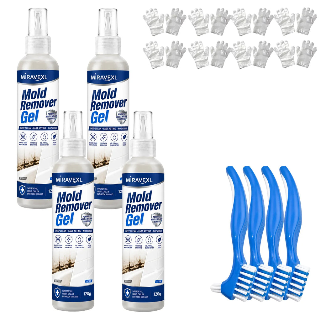 Mildew Cleaning Gel with Brush and Disposable Gloves Fast Acting Mold Remover forBathroom Grout Tiles Kitchen Seals Home Care Oasis Select 4 bottles