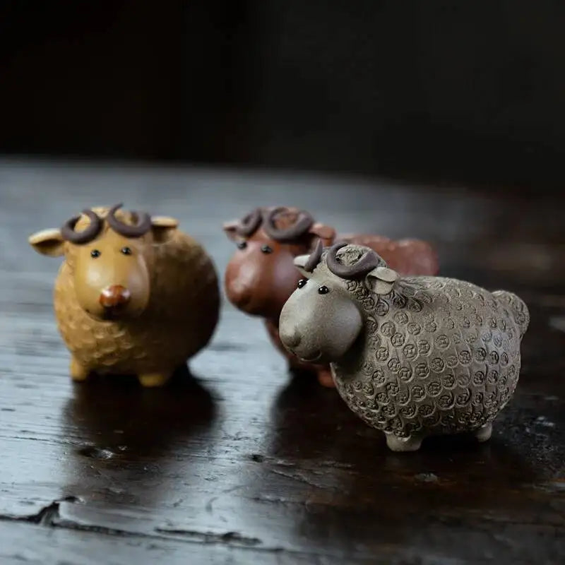 Purple Sand Tea Pet Sheep Ornament Cartoon Cow Sculpture Tea Play Accessories Oasis Select
