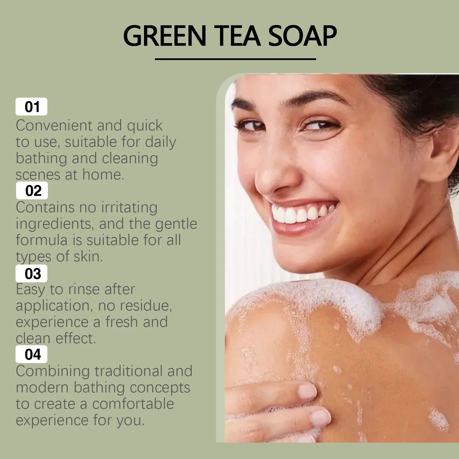 Green Tea Soap Oil Control Reduce Dryness Remove Dead Skin Deep Cleansing Moisturizing Refreshing Anti Acne Smooth Bath Bar Soap Oasis Select