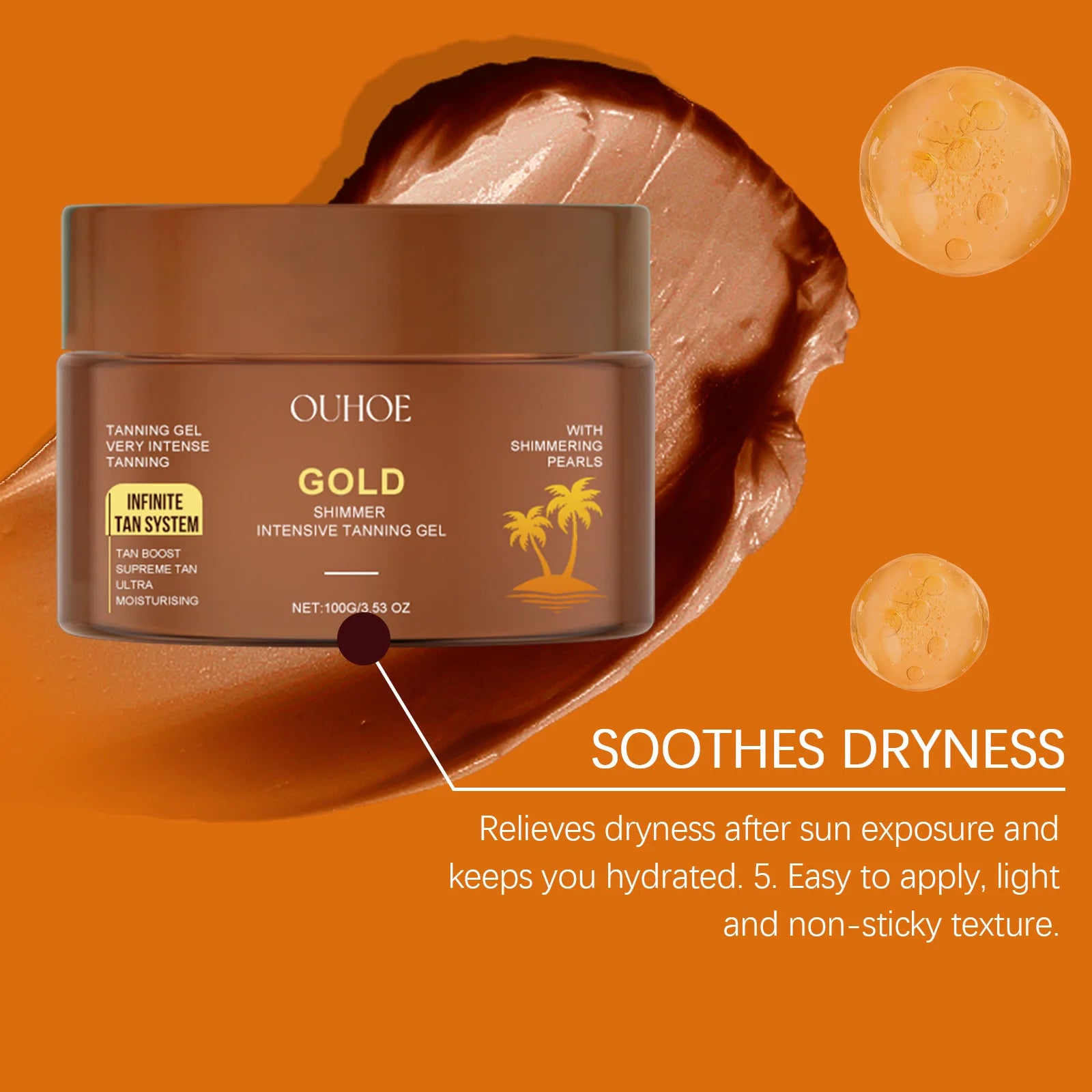 100G Intensive Tanning Lotion Enhance Golden Shimmer Sunless Gentle Tanning Moisturizing Prevent Dryness Nourishing Tanning Gel Oasis Select