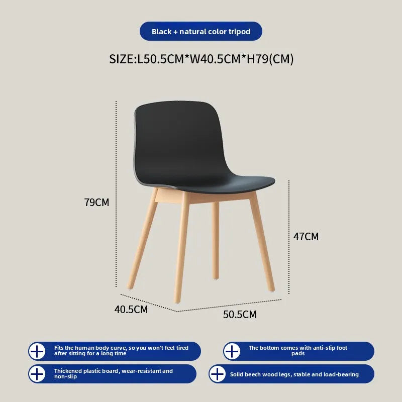 Nordic dining chair household simple small apartment ins creative backrest chair cafe milk tea shop casual solid wood chair Oasis Select Black 2 pieces 2
