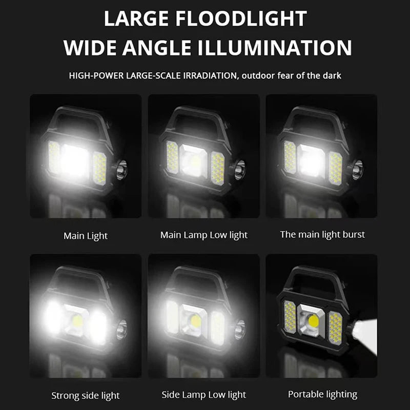 Solar Rechargeable Flashlight Zoomable Waterproof COB LED Torch Brightly Light Portable Powerful Lantern for Camping Oasis Select