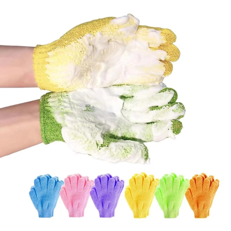 1/2/3pairs Five Fingers Bath Gloves Peeling Exfoliating Household Shower Towel Scrub Body Wash Elastic Wipe Body Cleaning Tools Oasis Select