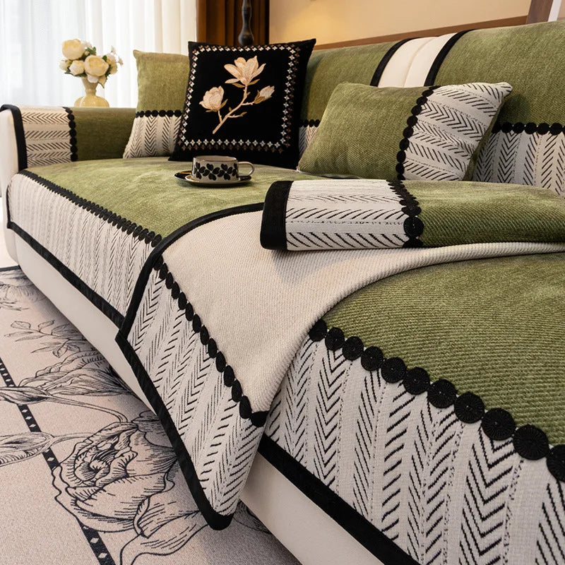 2025 New Four-season Universal Sofa Cushion Chenille Seat Cushion Fixed Anti-slip Sofa Cover Couch Covers for Sofas Oasis Select