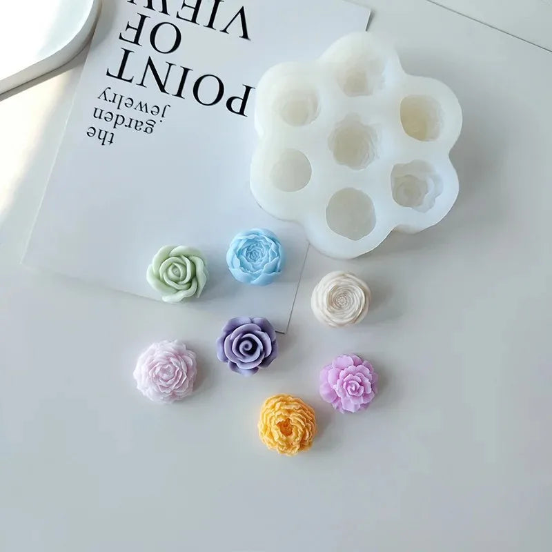 Mini Rose Flower Silicone Candle Mold 3D Succulent Cactus Flower Chocolate Fudge Pastry Baking Mold DIY Candle Soap Crafts Oasis Select